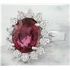 Image 2 : 7.07 CTW Tourmaline 14K White Gold Diamond ring