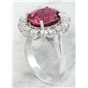 Image 3 : 7.07 CTW Tourmaline 14K White Gold Diamond ring