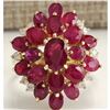 Image 1 : 6.04Tw Natural Red Ruby And Diamond Ring 14K Solid Yellow Gold