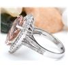 Image 3 : 7.49 CTW Natural Morganite 18K Solid White Gold Diamond Ring