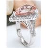 Image 5 : 7.49 CTW Natural Morganite 18K Solid White Gold Diamond Ring