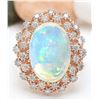 Image 1 : 8.58 CTW Natural Opal 14K Solid Rose Gold Diamond Ring