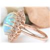 Image 3 : 8.58 CTW Natural Opal 14K Solid Rose Gold Diamond Ring