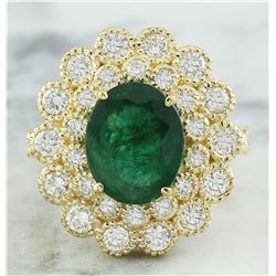4.40 CTW Emerald 18K Yellow Gold Diamond Ring