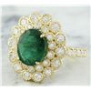 Image 2 : 4.40 CTW Emerald 18K Yellow Gold Diamond Ring