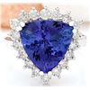 Image 1 : 6.57 CTW Natural Tanzanite 18K Solid White Gold Diamond Ring
