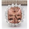 Image 1 : 12.21 CTW Natural Morganite And Diamond Ring In 14k White Gold