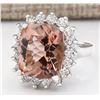 Image 2 : 12.21 CTW Natural Morganite And Diamond Ring In 14k White Gold