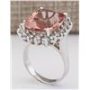 Image 3 : 12.21 CTW Natural Morganite And Diamond Ring In 14k White Gold