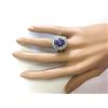 Image 4 : 7.82 CTW Natural Blue Tanzanite And Diamond Ring 18K Solid White Gold