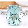 Image 1 : 4.32 CTW Natural Aquamarine 18K Solid White Gold Diamond Ring