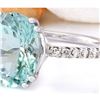 Image 2 : 4.32 CTW Natural Aquamarine 18K Solid White Gold Diamond Ring