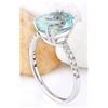 Image 4 : 4.32 CTW Natural Aquamarine 18K Solid White Gold Diamond Ring