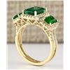 Image 3 : 4.56 CTW Natural Emerald And Diamond Ring In 18K Yellow Gold