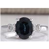 Image 1 : 2.47 CTW Natural Blue Sapphire Diamond Ring 14K Solid White Gold