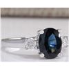 Image 2 : 2.47 CTW Natural Blue Sapphire Diamond Ring 14K Solid White Gold