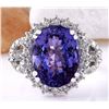 Image 1 : 10.36 CTW Natural Tanzanite 18K Solid White Gold Diamond Ring