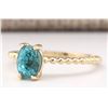 Image 2 : 1.80 CTW Natural Blue Zircon Ring 14k Solid Yellow Gold