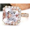Image 2 : 11.87 CTW Natural Kunzite 18K Solid Rose Gold Diamond Ring