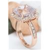 Image 5 : 11.87 CTW Natural Kunzite 18K Solid Rose Gold Diamond Ring
