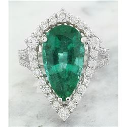 6.15 CTW Emerald 18K White Gold Diamond Ring