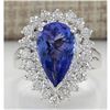 Image 1 : 4.46 CTW Natural Tanzanite And Diamond Ring In 14K White Gold
