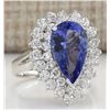 Image 2 : 4.46 CTW Natural Tanzanite And Diamond Ring In 14K White Gold