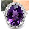 Image 1 : 9.30 CTW Natural Amethyst 18K Solid White Gold Diamond Ring