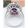 Image 3 : 9.30 CTW Natural Amethyst 18K Solid White Gold Diamond Ring
