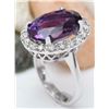 Image 4 : 9.30 CTW Natural Amethyst 18K Solid White Gold Diamond Ring