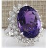 Image 2 : 19.80 CTW Natural Amethyst And Diamond Ring In 18K Solid White Gold