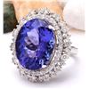 Image 2 : 17.52 CTW Natural Tanzanite 14K Solid White Gold Diamond Ring