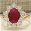 Image 1 : 3.55 CTW Natural Ruby And Diamond Ring In 14k Yellow Gold