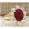 Image 2 : 3.55 CTW Natural Ruby And Diamond Ring In 14k Yellow Gold