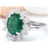 Image 2 : 3.55 CTW Natural Emerald 14K Solid White Gold Diamond Ring