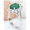 Image 4 : 3.55 CTW Natural Emerald 14K Solid White Gold Diamond Ring