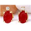 Image 1 : 1.76 CTW Natural Ruby 18K Solid Yellow Gold Diamond Stud Earrings