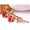 Image 3 : 1.76 CTW Natural Ruby 18K Solid Yellow Gold Diamond Stud Earrings