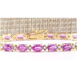 14.92 CTW Natural Sapphire And Diamond Bracelet In 14k Solid White Gold