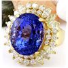 Image 2 : 18.75 CTW Natural Tanzanite 14K Solid Yellow Gold Diamond Ring