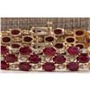 Image 1 : 38.13CTW Natural Ruby And Diamond Bracelet In 18K Solid Yellow Gold