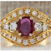 Image 1 : 1.15 CTW Natural Ruby And Diamond Ring 14K Solid Yellow Gold