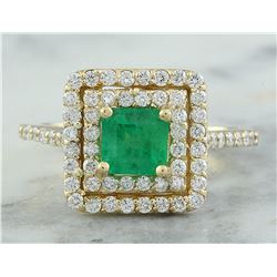 1.55 CTW Emerald 18K Yellow Gold Diamond Ring
