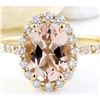 Image 1 : 2.28 CTW Natural Morganite 18K Solid Yellow Gold Diamond Ring