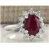 Image 2 : 2.81 CTW Natural Red Ruby And Diamond Ring 14K Solid White Gold
