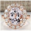 Image 1 : 5.66 CTW Natural Morganite And Diamond Ring 14K Solid Rose Gold