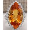 Image 1 : 15.34 CTW Natural Citrine And Diamond Ring 14K Solid White Gold
