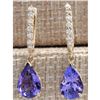 Image 1 : 4.65 CTW Natural Tanzanite And Diamond Earrings 18K Solid Yellow Gold