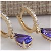 Image 2 : 4.65 CTW Natural Tanzanite And Diamond Earrings 18K Solid Yellow Gold