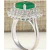Image 3 : 4.08 CTW Natural Emerald And Diamond Ring In 14K White Gold